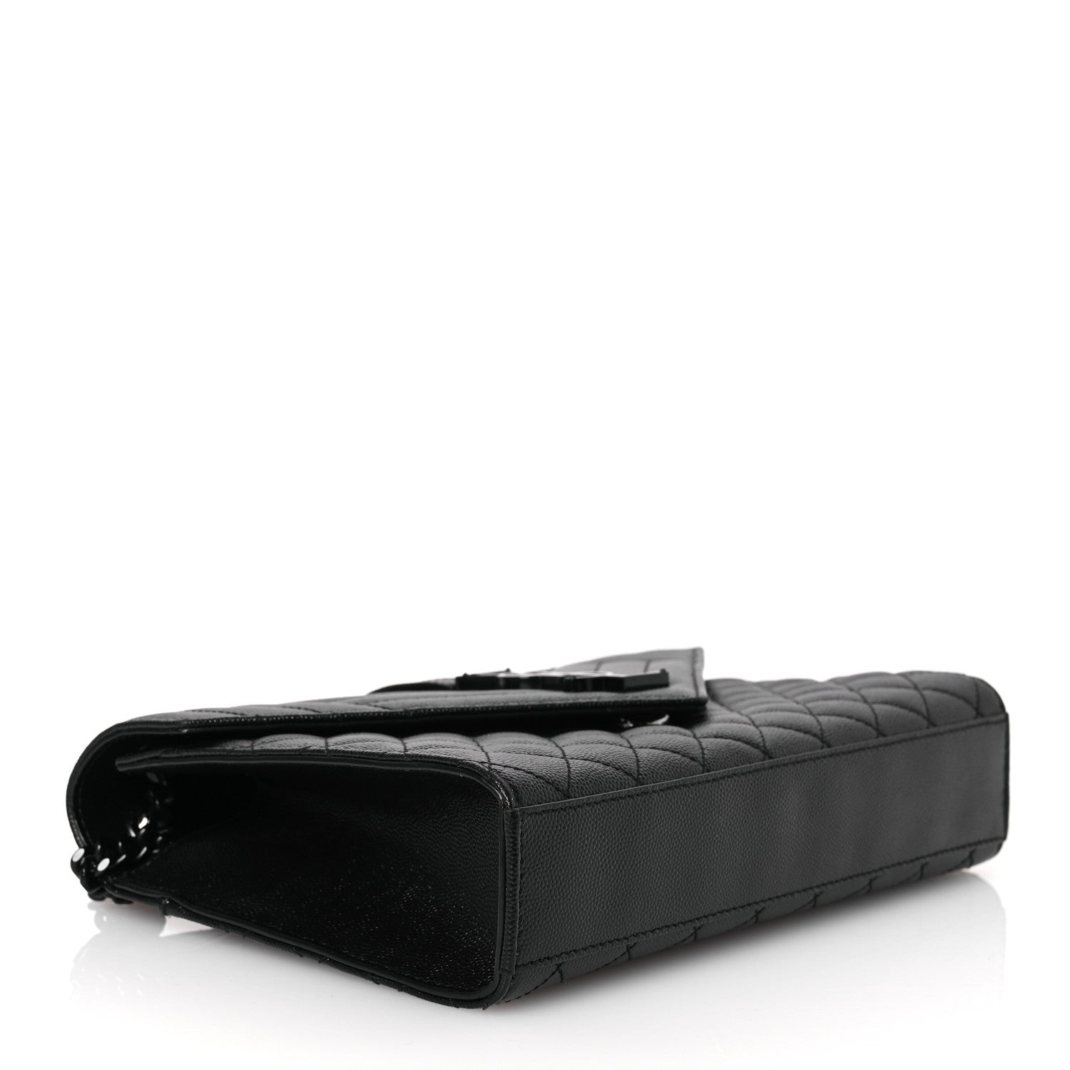 Saint Laurent Grain De Poudre Textured Mixed Matelasse Triquilt Medium Monogram Monochrome Satchel Black 4 of 10