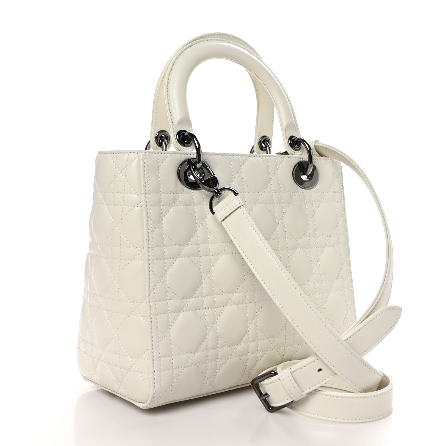 Christian Dior Lambskin Cannage Medium Lady Dior White 3 of 10