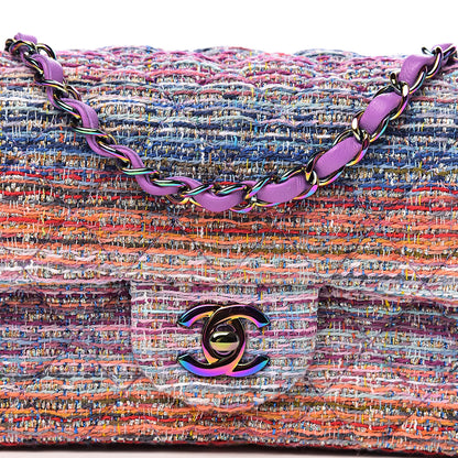 Chanel Tweed Quilted Mini Rectangular Flap Blue Pink Orange 10 of 11