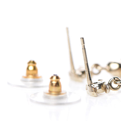 Chanel Crystal Resin CC Drop Earrings Light Gold Black 3 of 4