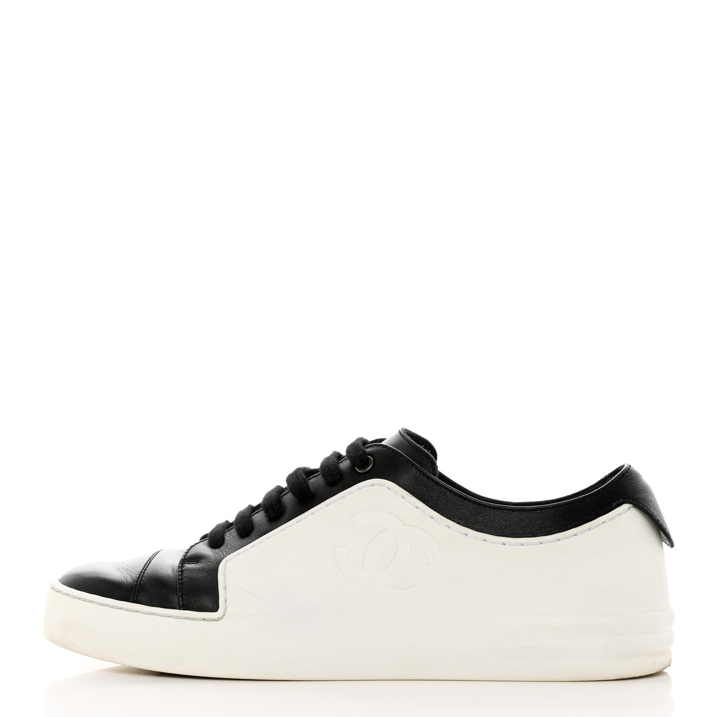 Calfskin Womens CC Sneakers 36 Black White
