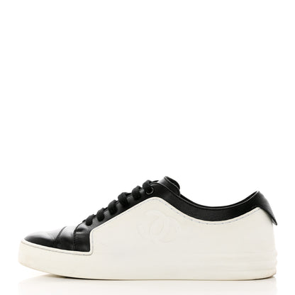 Chanel Calfskin Womens CC Sneakers 36 Black White 1 of 12