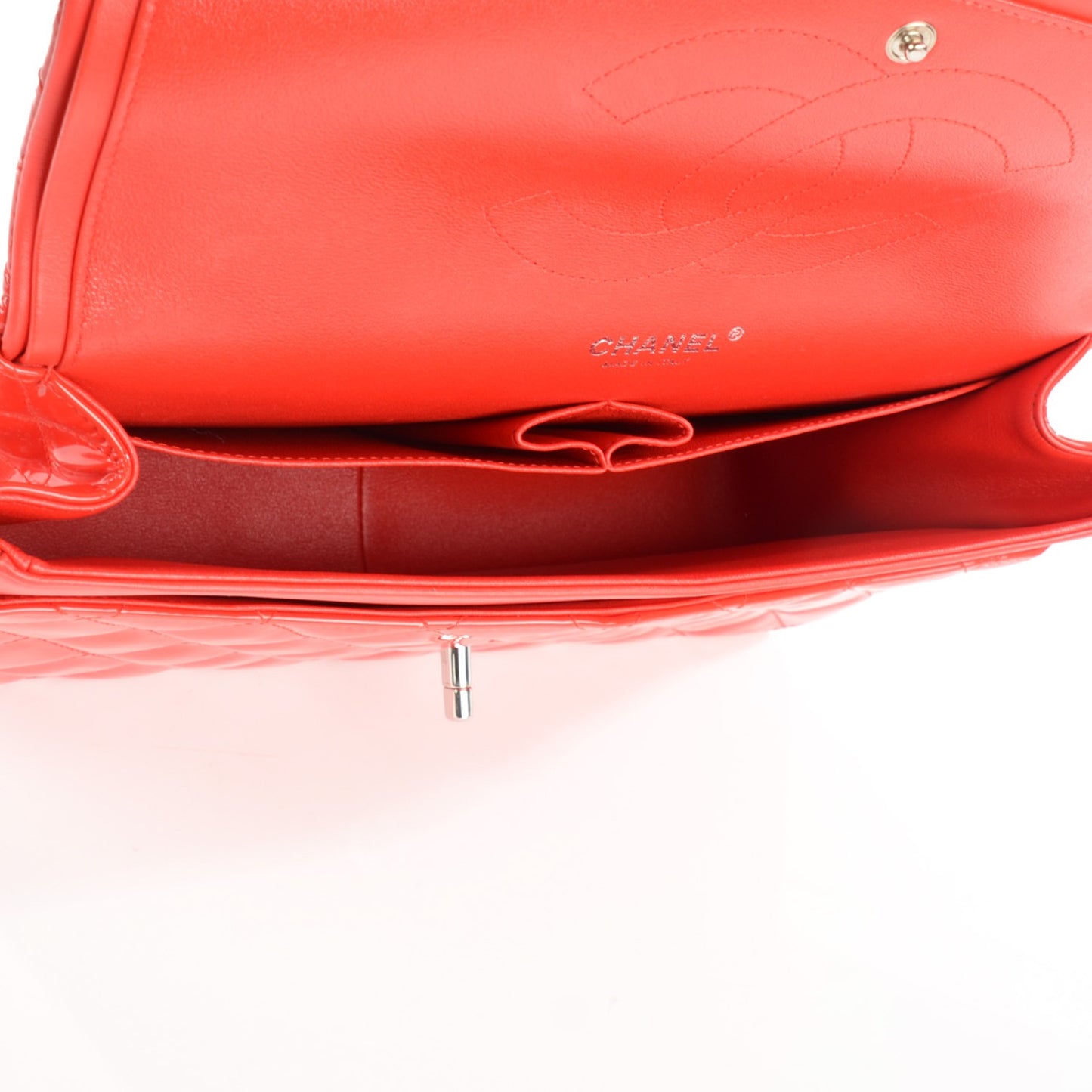 Patent Quilted Jumbo Double Flap Red