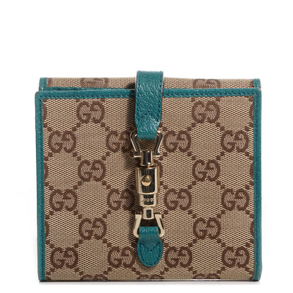 Gucci Monogram Piston Lock Compact Wallet Turquoise 1 of 8