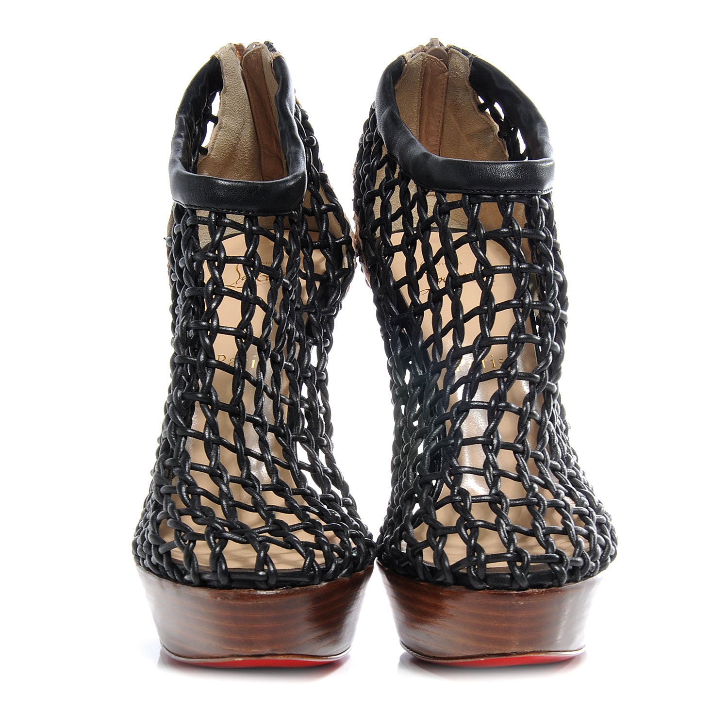 Christian Louboutin Leather Python Coussin 140 Platform Cage Booties 41.5 Black 1 of 6
