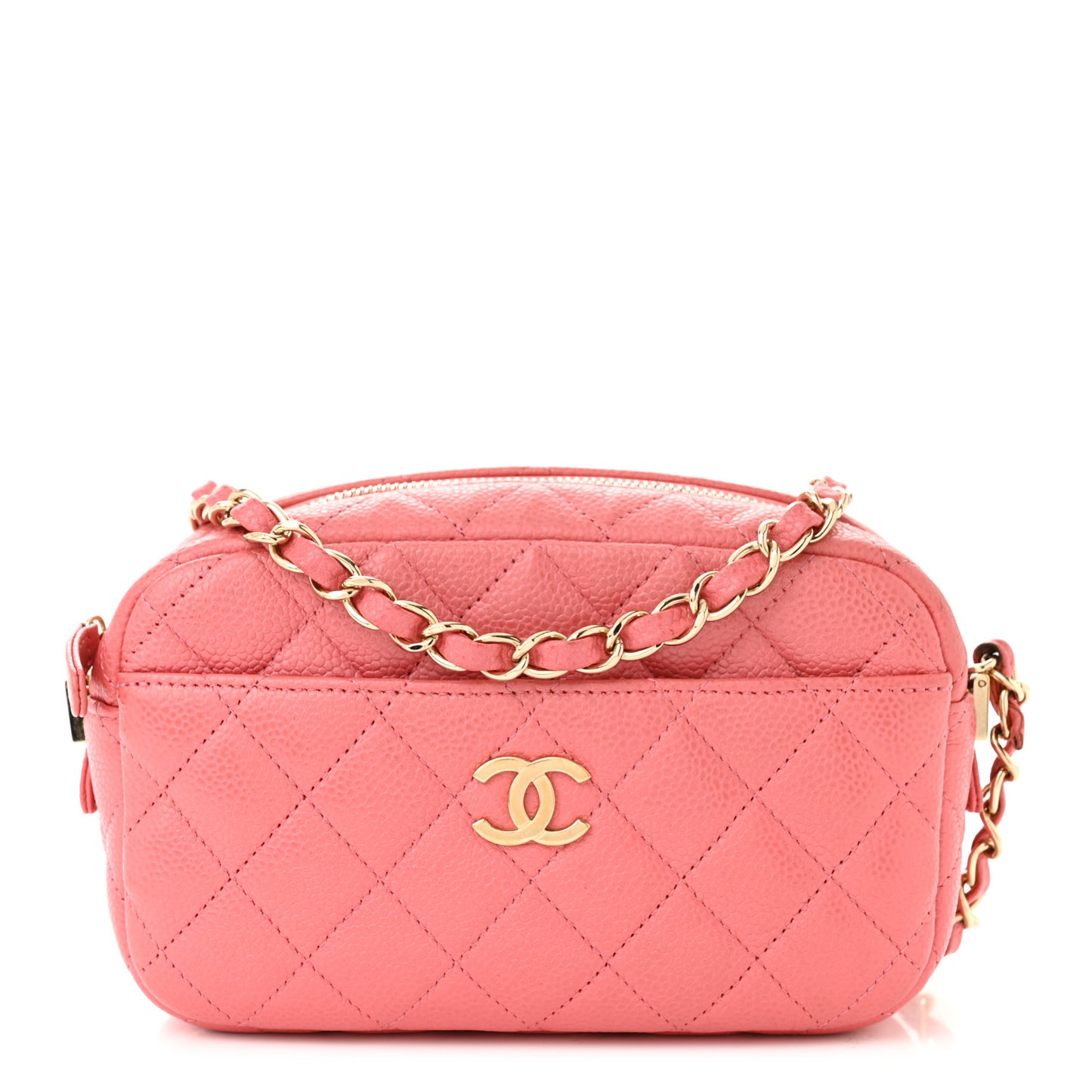 Iridescent Caviar Small Timeless Camera Case Coral