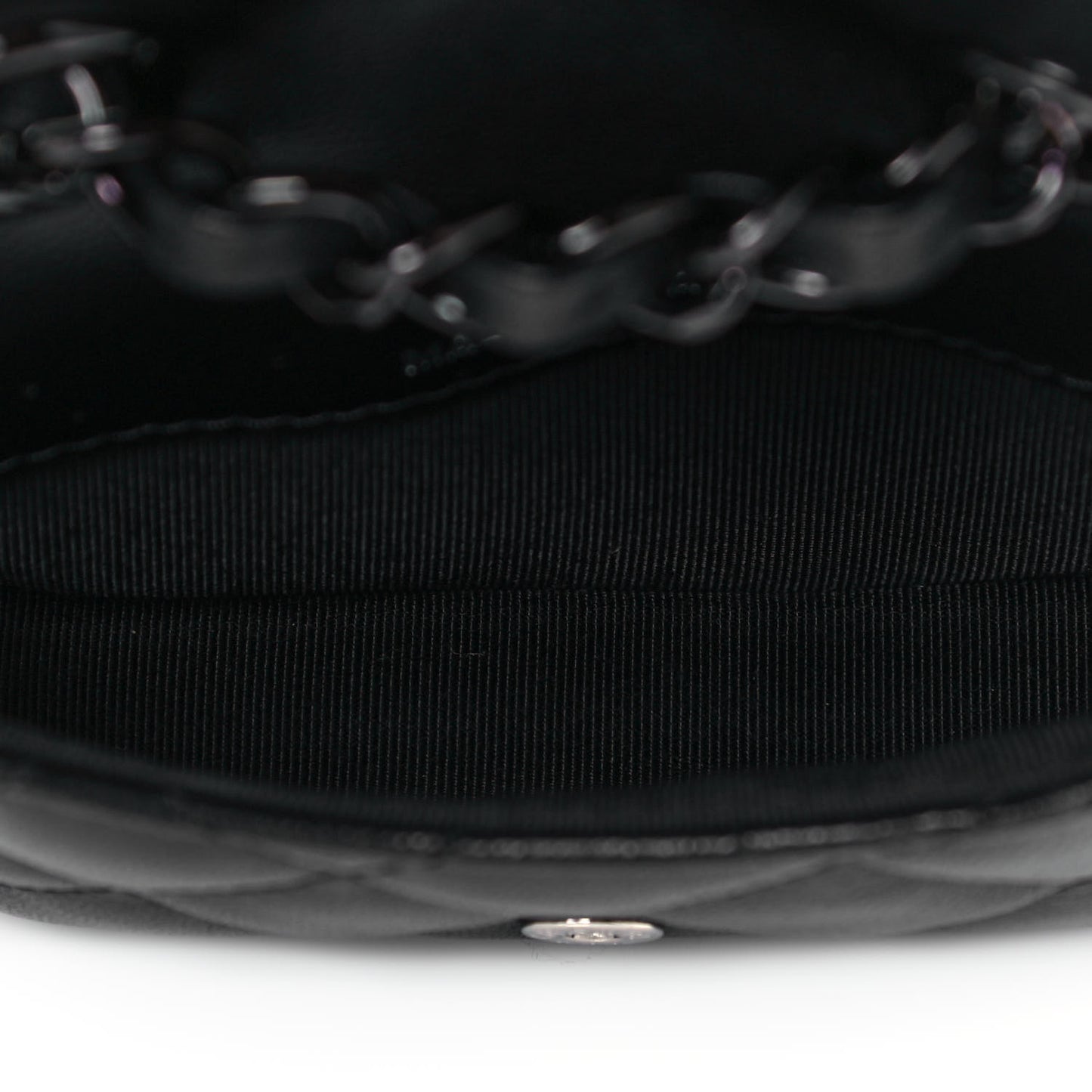 Lambskin Quilted Mini Chain Belt Bag Black