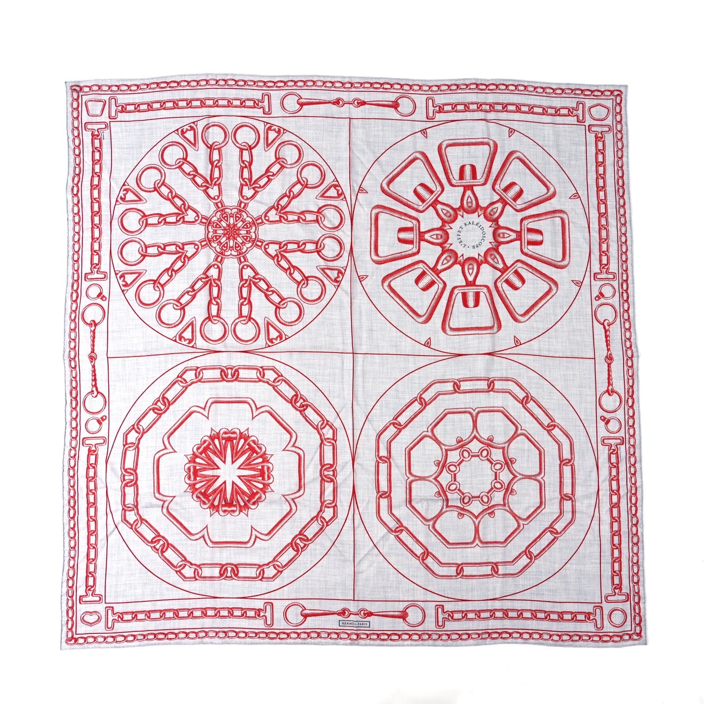 Cashmere Silk L'Effet Kaleidoscope Shawl 140 Gris Chine Rouge