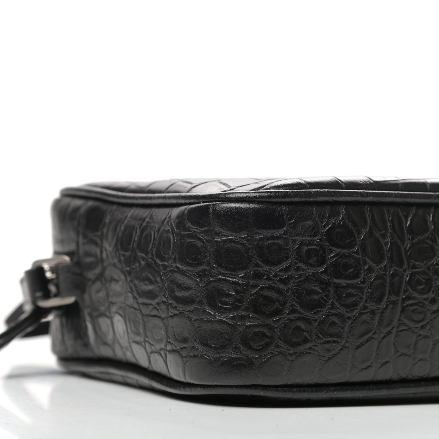 Saint Laurent Calfskin Crocodile Embossed Monogram Lou Camera Bag Black 7 of 9