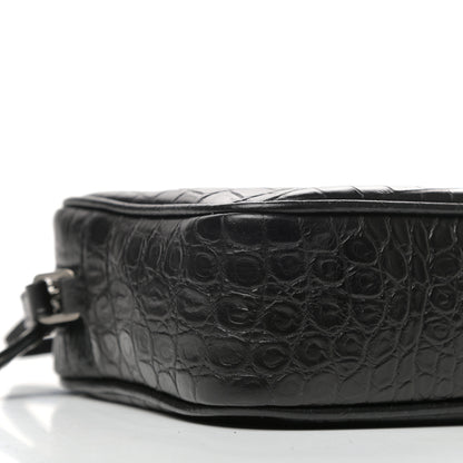 Saint Laurent Calfskin Crocodile Embossed Monogram Lou Camera Bag Black 7 of 9