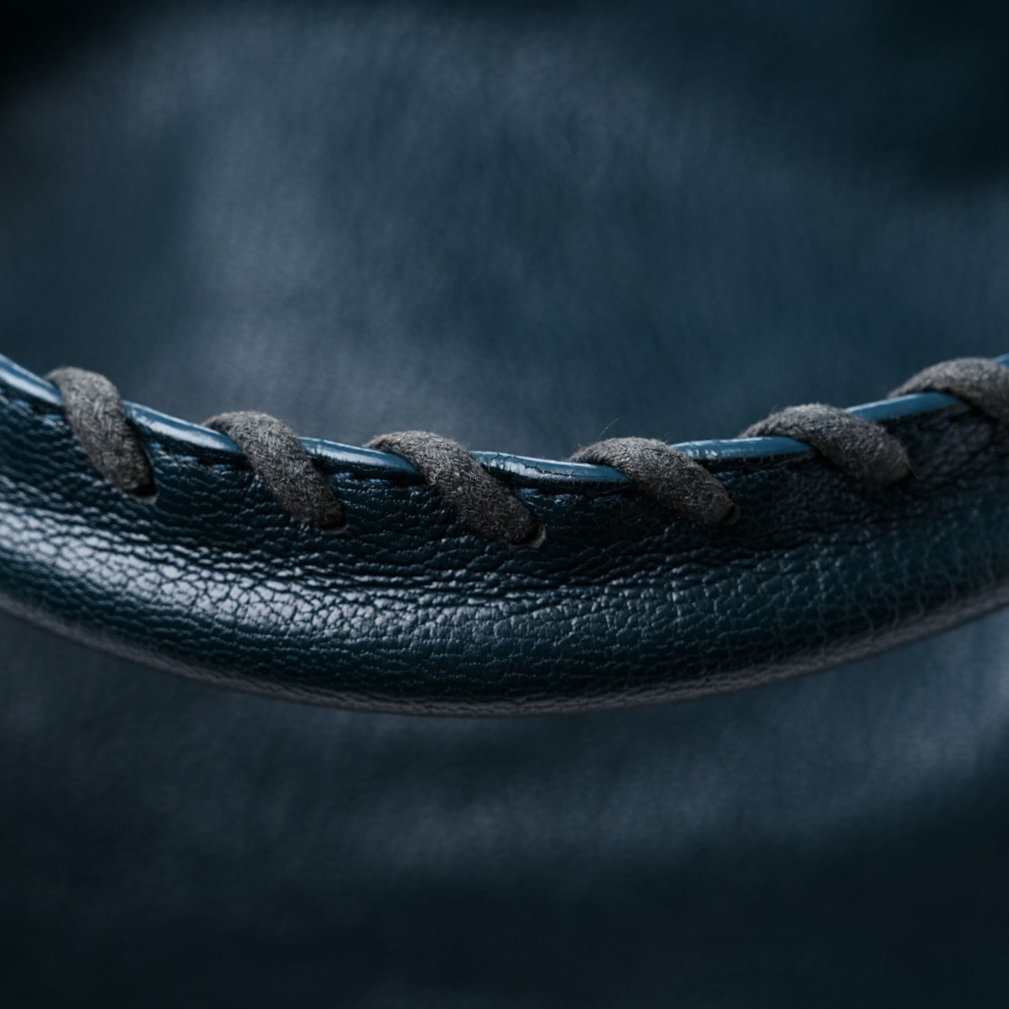 Chevre Silver Metallic Edge Hardware Velo Bleu Paon