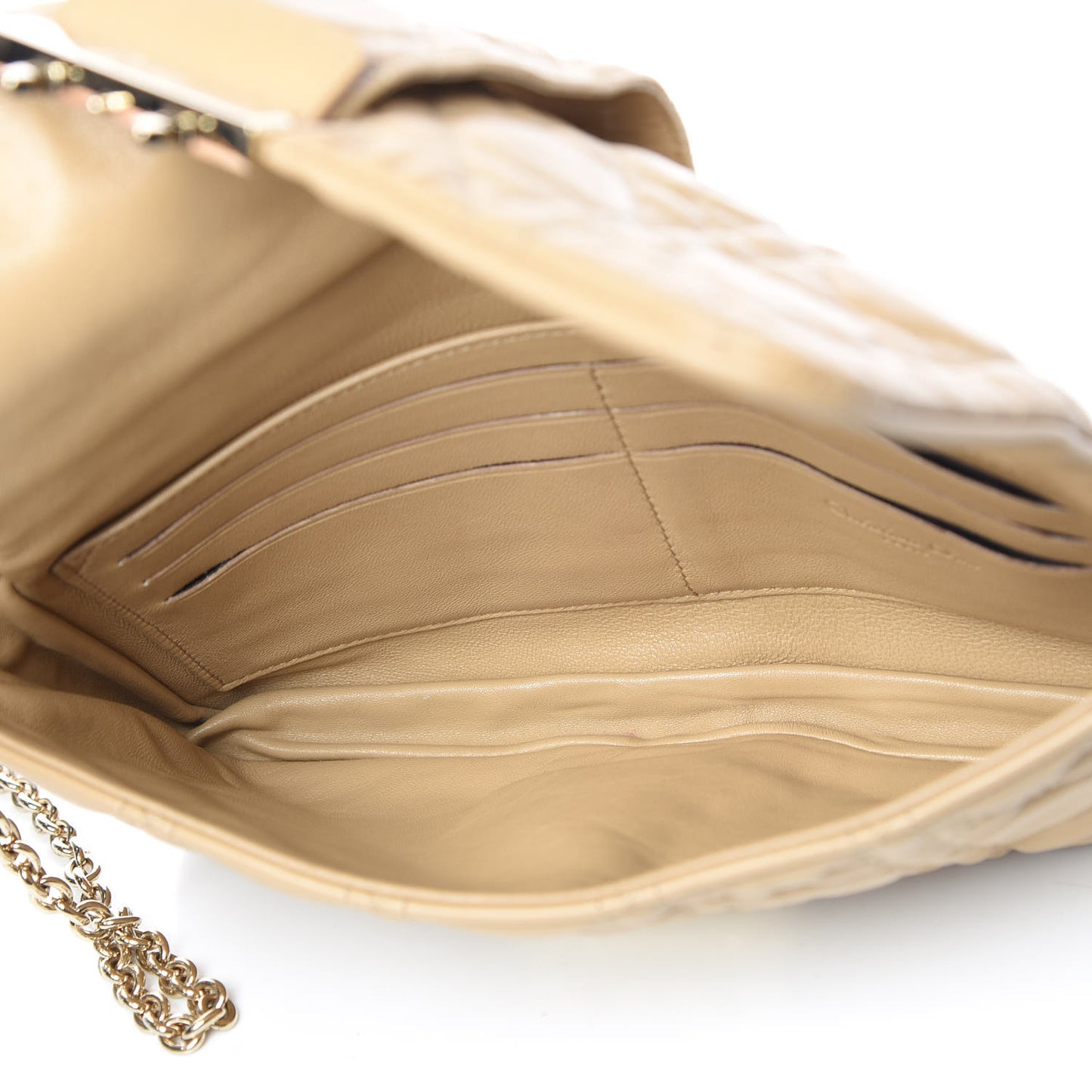 Lambskin Cannage New Lock Pouch Beige