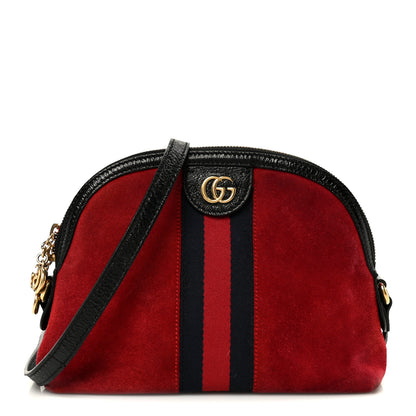 Gucci Suede Patent Web GG Small Ophidia Dome Shoulder Bag Hibiscus Red 1 of 11