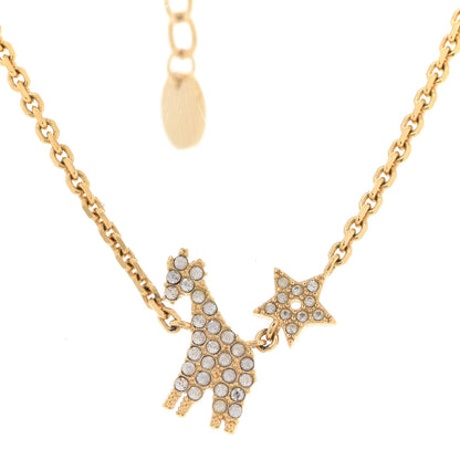 Christian Dior Crystal Diorable Giraffe Logo Necklace Gold 4 of 8