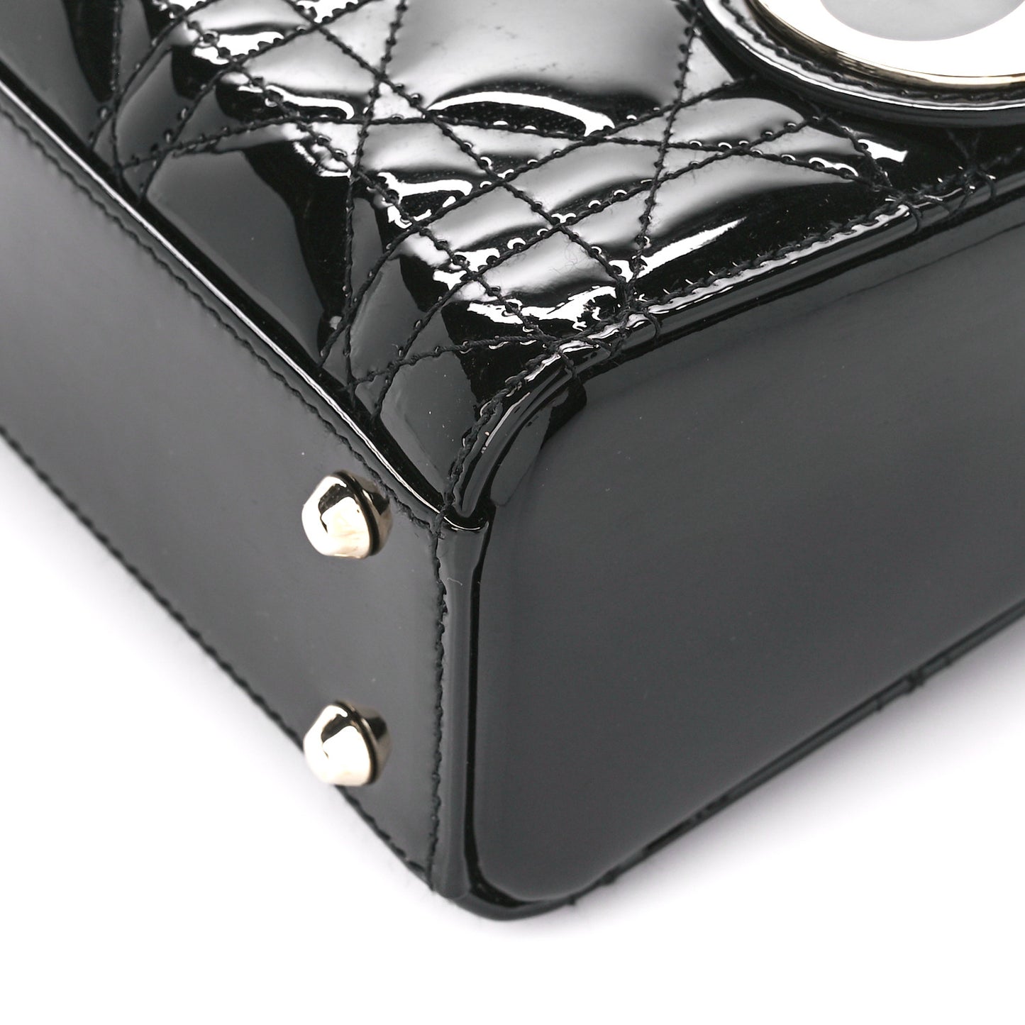 Patent Cannage Mini Lady Dior Black