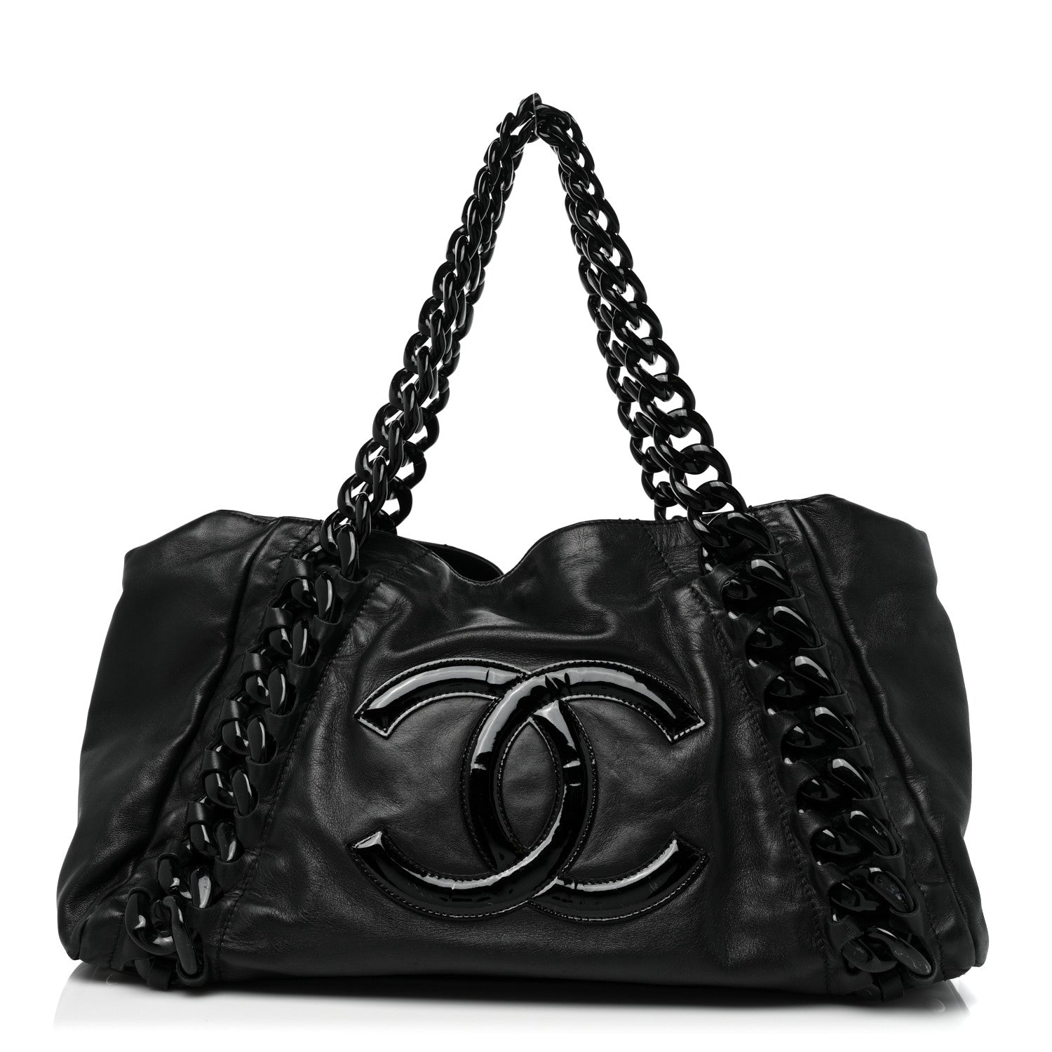 Chanel Calfskin Modern Chain Rhodoid East West Tote Black 1 of 17