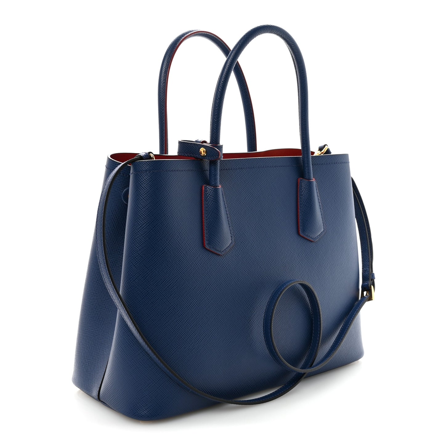 Saffiano Cuir Medium Double Bag Bleuette Fuoco