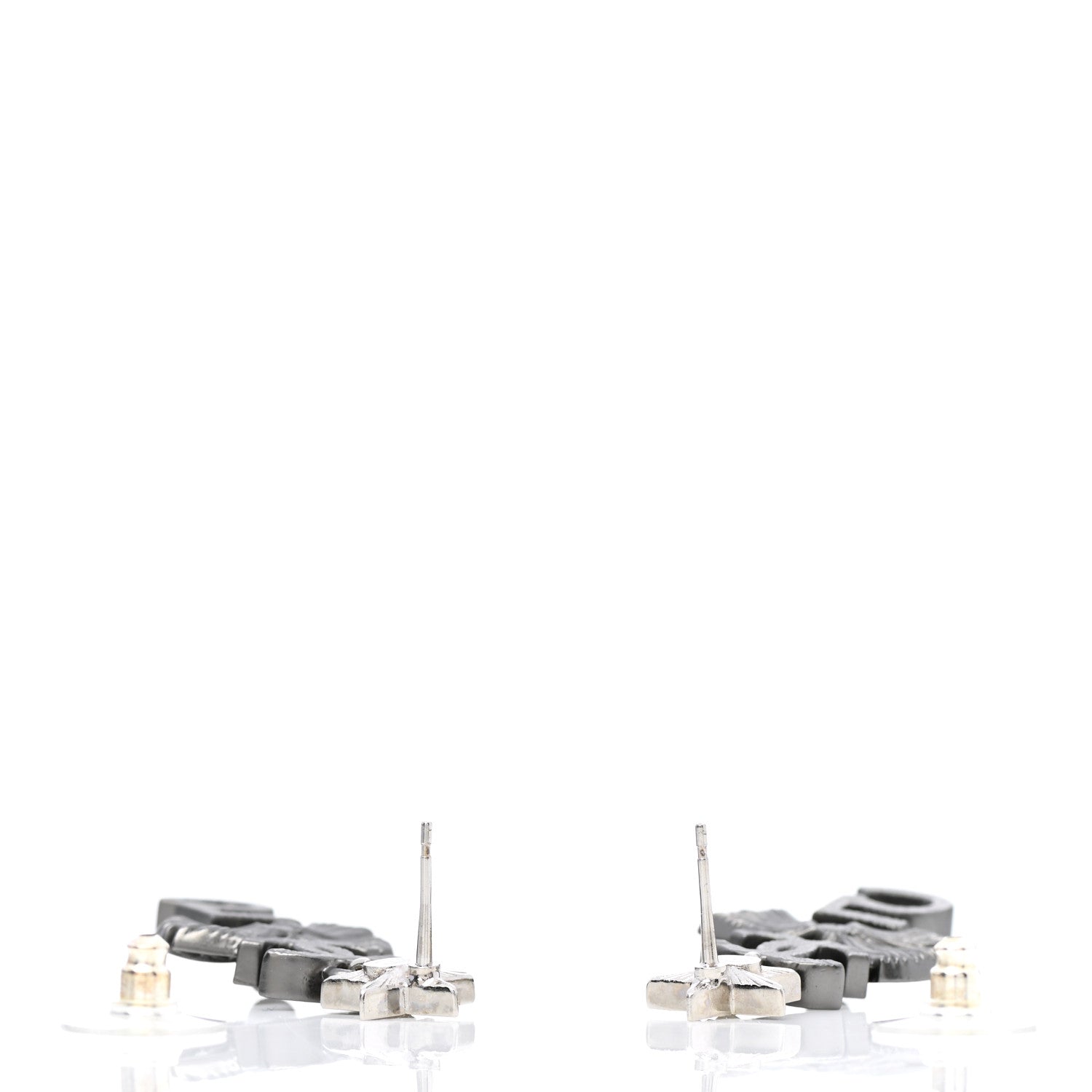 Chanel Ruthenium Crystal Pearl CC Drop Earrings 3 of 5