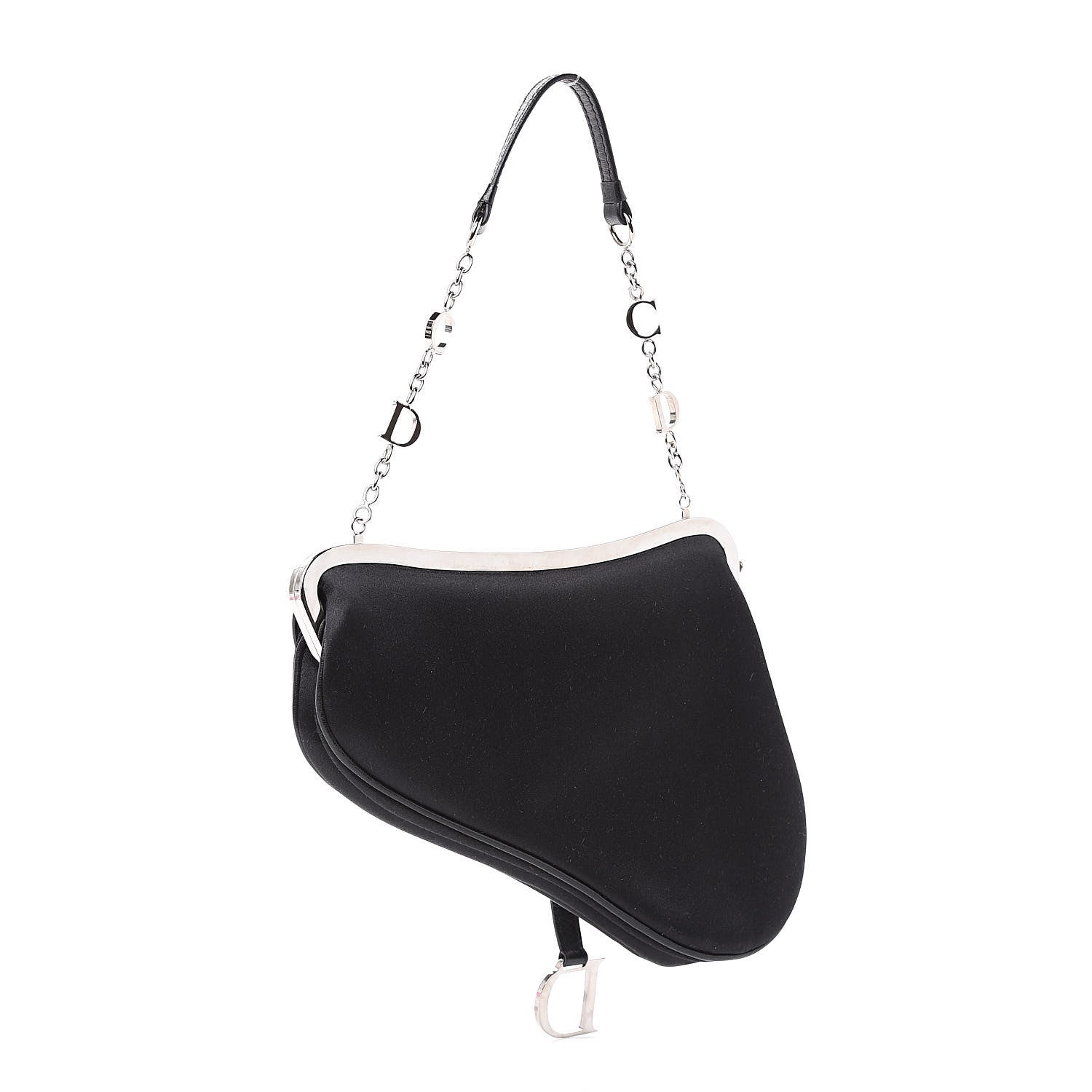 Christian Dior Satin Bead Embroidered Mini Frame Saddle Black 3 of 8