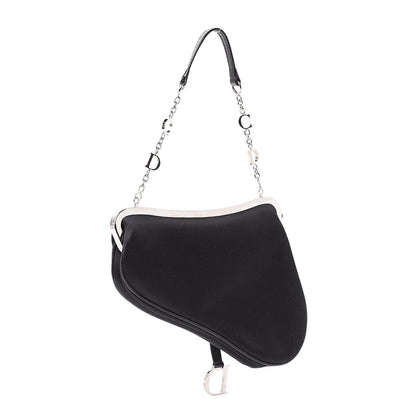 Christian Dior Satin Bead Embroidered Mini Frame Saddle Black 3 of 8