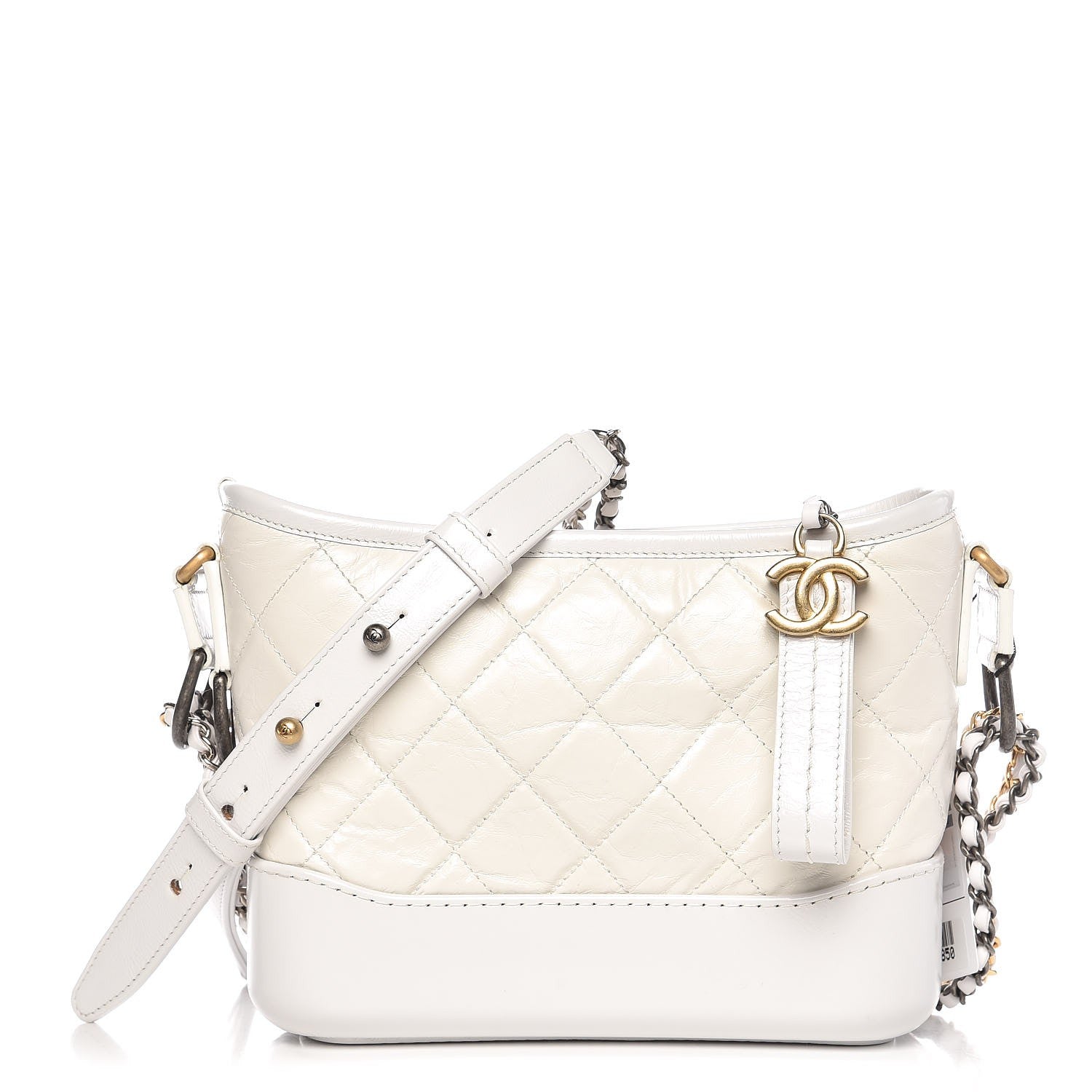 Chanel Aged Calfskin Quilted Small Gabrielle Hobo White 1 of 8