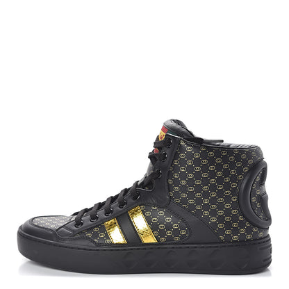 Gucci X DAPPER DAN Calfskin Laminated Ayers GG Micro Monogram Womens High Top Sneakers 38 Black 1 of 11