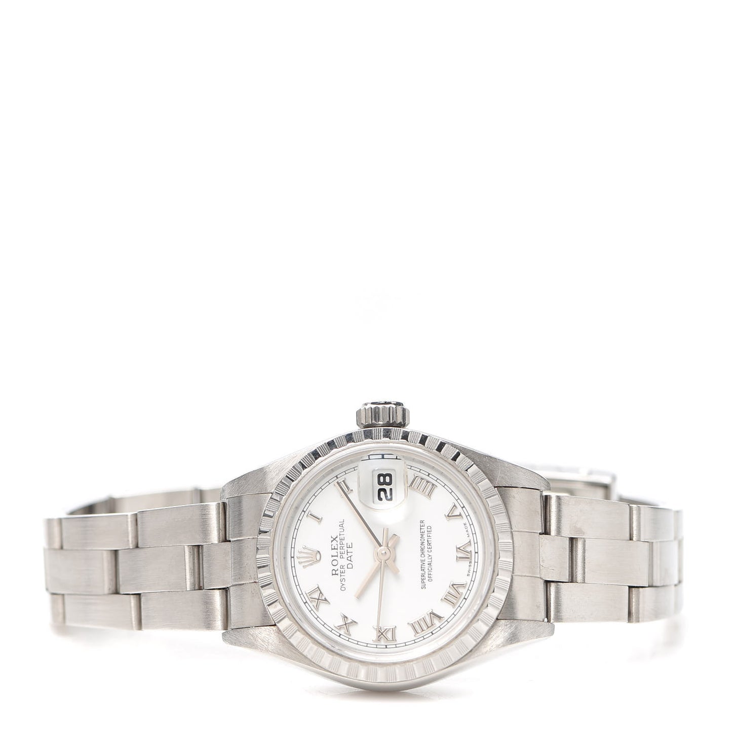 Stainless Steel 26mm Oyster Perpetual Date Watch White Roman 79190