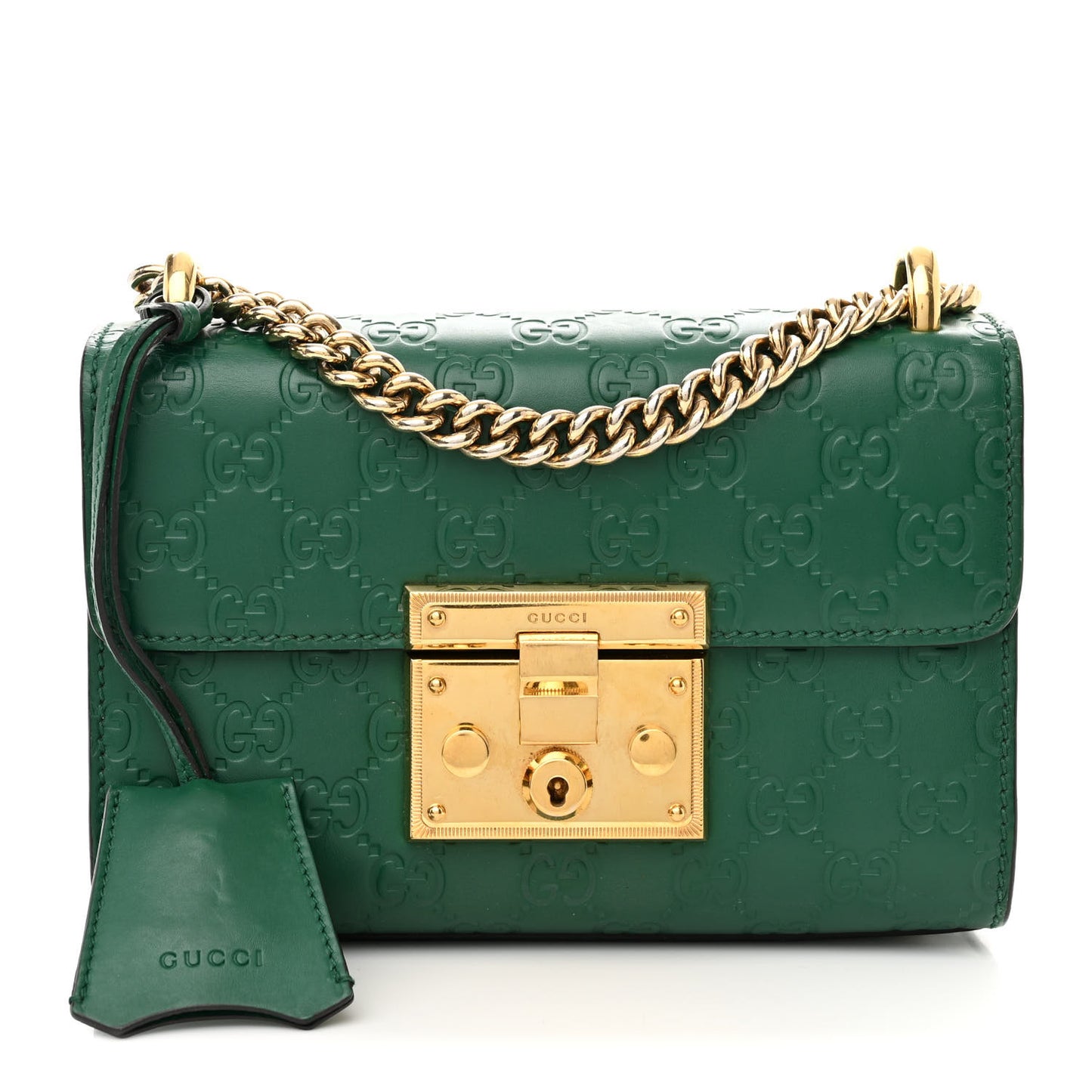 Guccissima Small Padlock Shoulder Bag Emerald