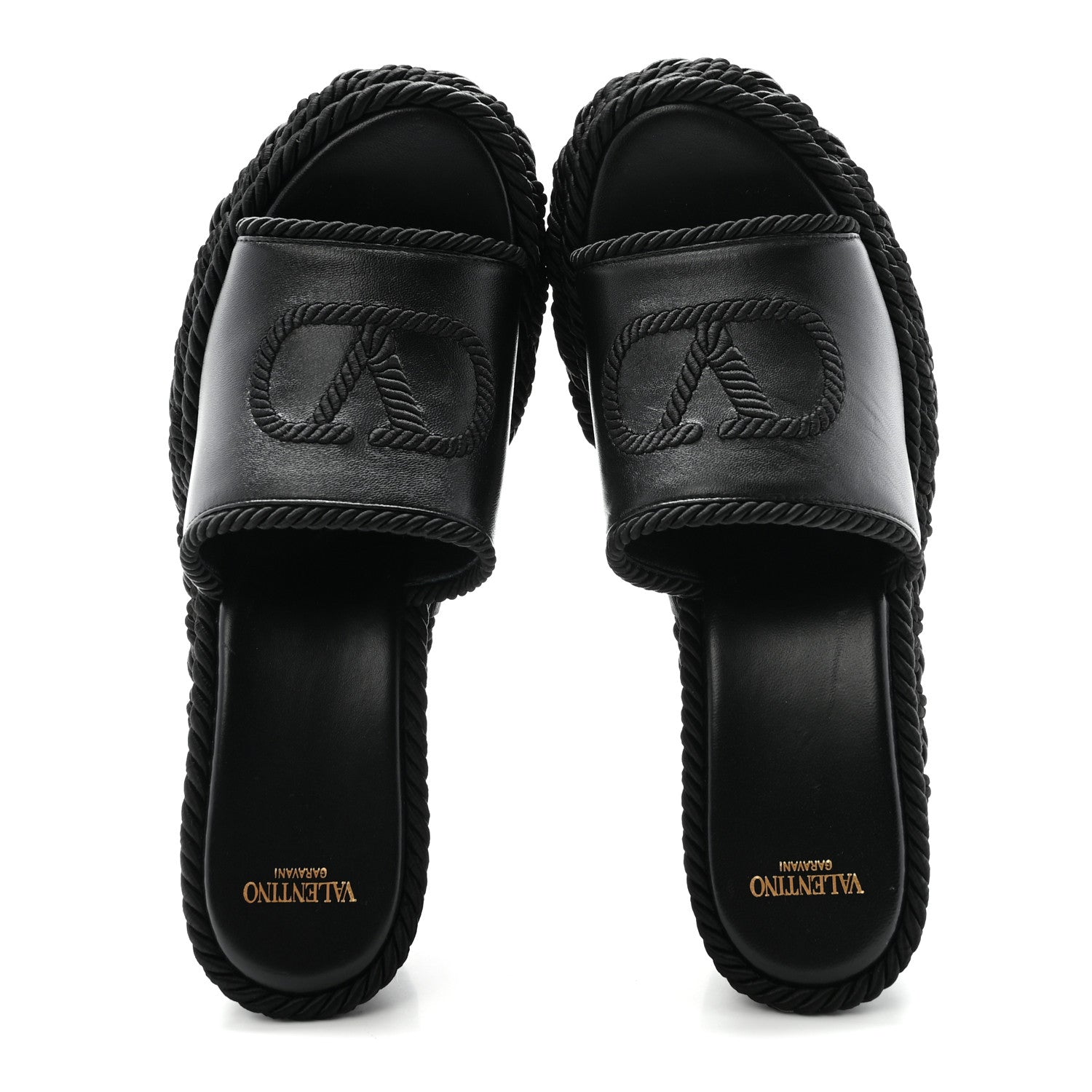 Valentino Garavani Calfskin Silk Torchon Vlogo Platform Espadrille 100 Wedge Sandals 39 Black 2 of 10