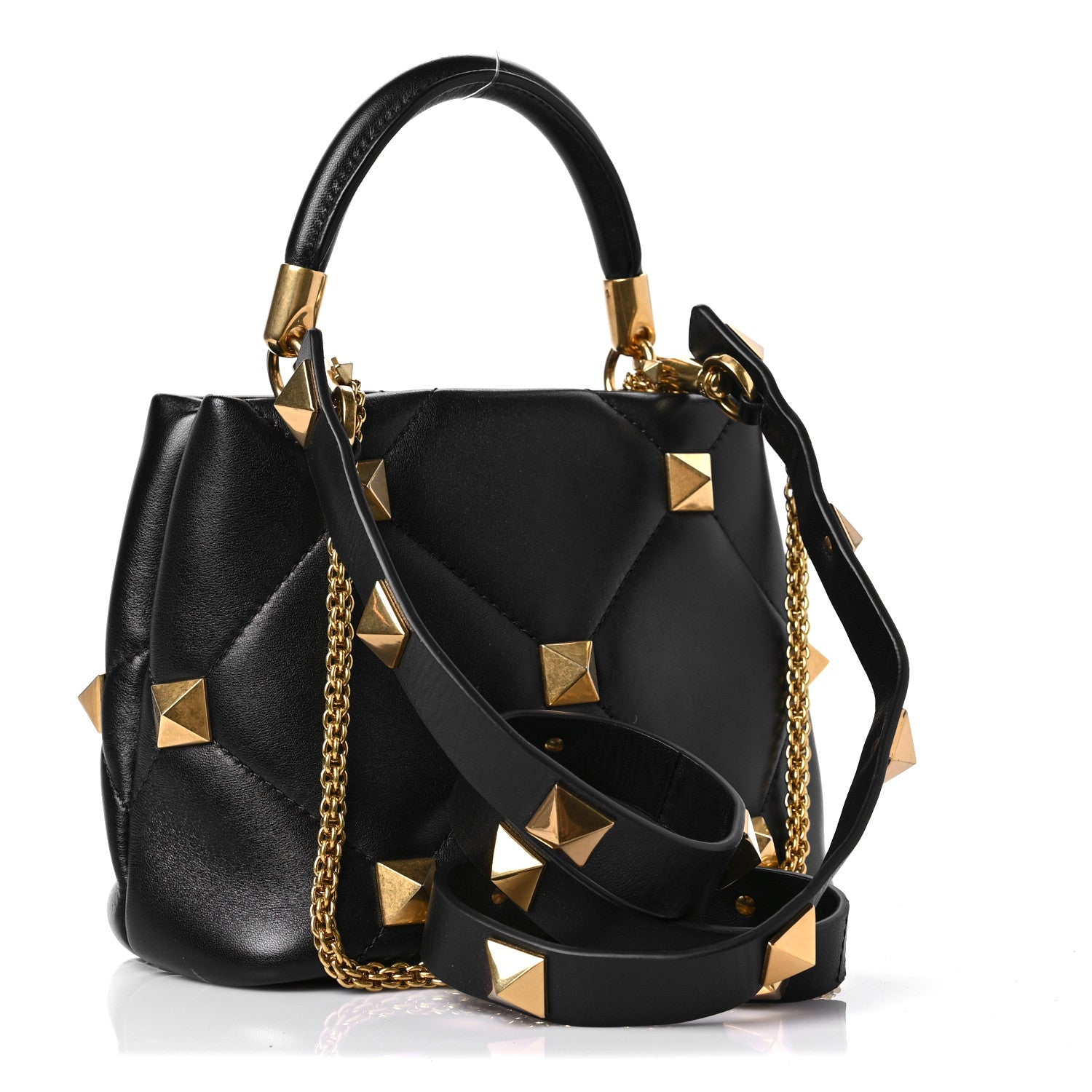 Valentino Garavani Nappa Small Roman Stud The Handle Bag Black 3 of 8