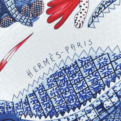 Hermes Silk Twill La Marche Du Zambeze Wash Scarf 90 Bleu Ciel Bleu Jean Rose 3 of 5