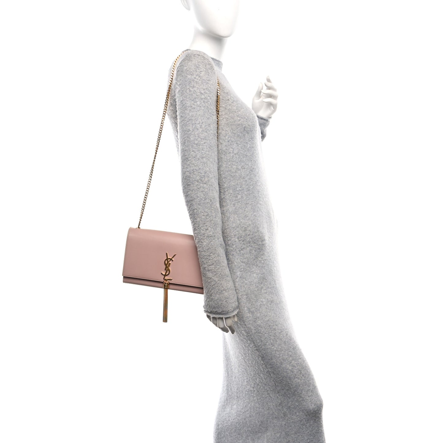 Smooth Calfskin Medium Classic Monogram Kate Tassel Satchel Pink