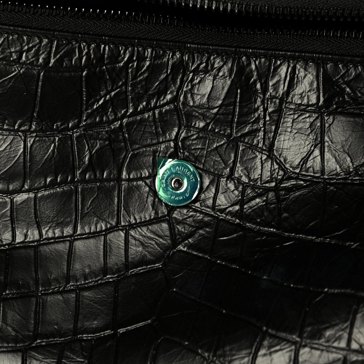 Saint Laurent Crocodile Embossed Calfskin Matelasse Monogram Baby Niki Shoulder Belt Bag Black 4 of 6