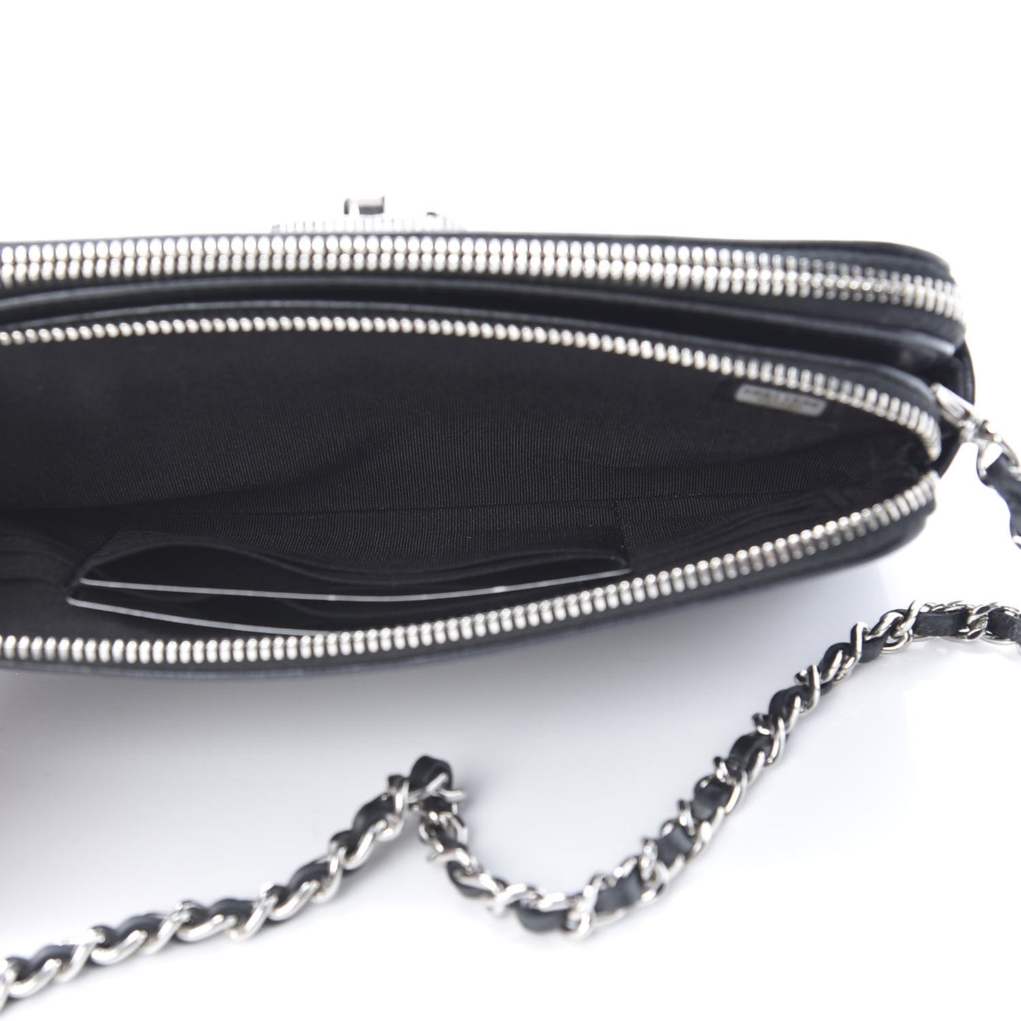 Caviar Quilted Small Vintage Mademoiselle Clutch With Chain Black