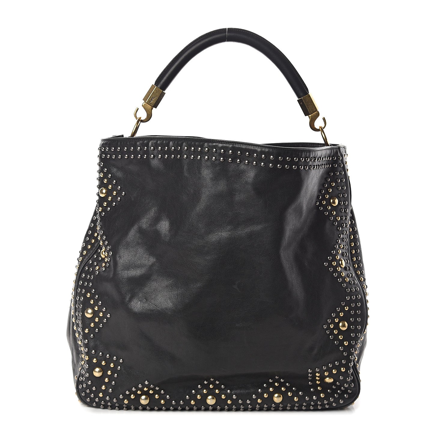 Calfskin Studded Roady Hobo Black