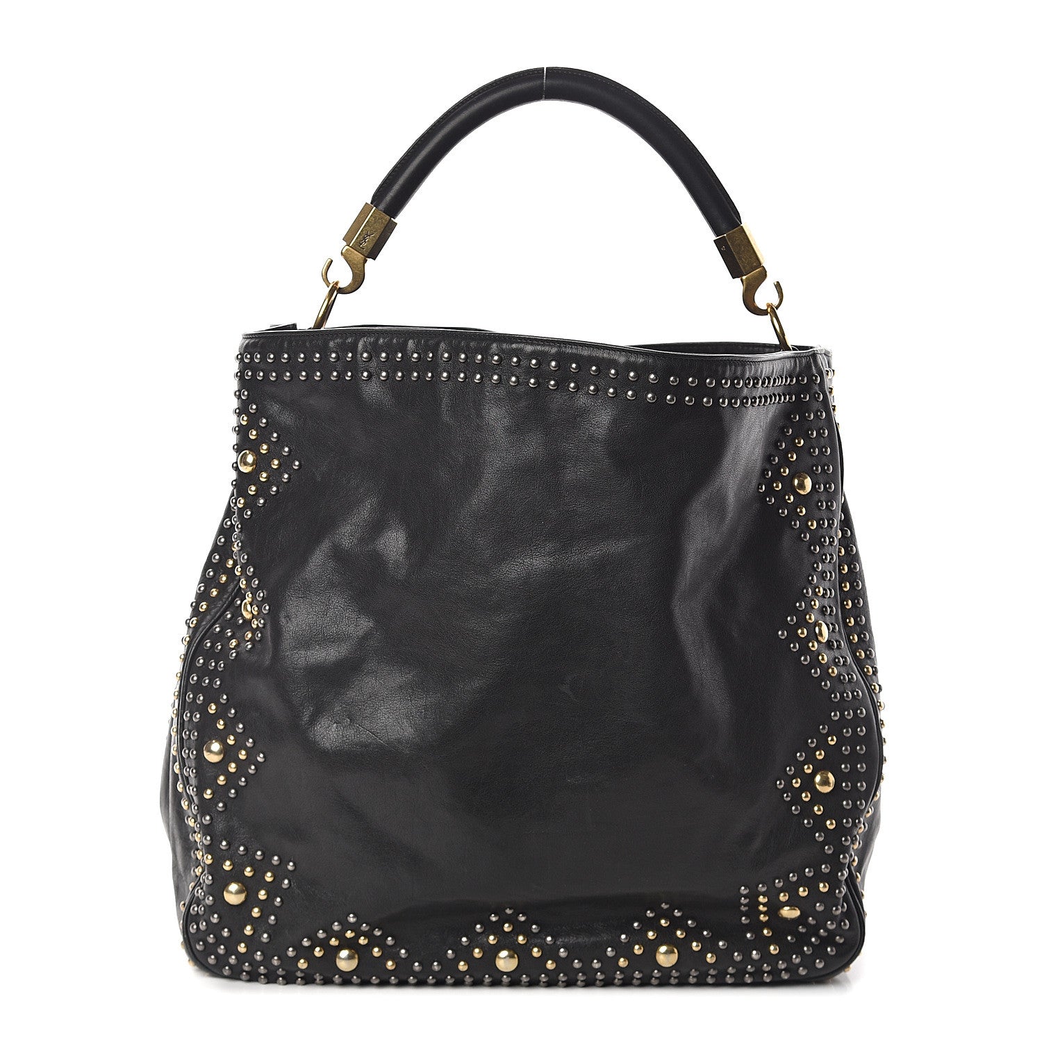 Saint Laurent Calfskin Studded Roady Hobo Black 1 of 8