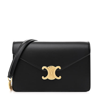 Celine Shiny Calfskin Triomphe Margo Wallet on Chain Black 1 of 11