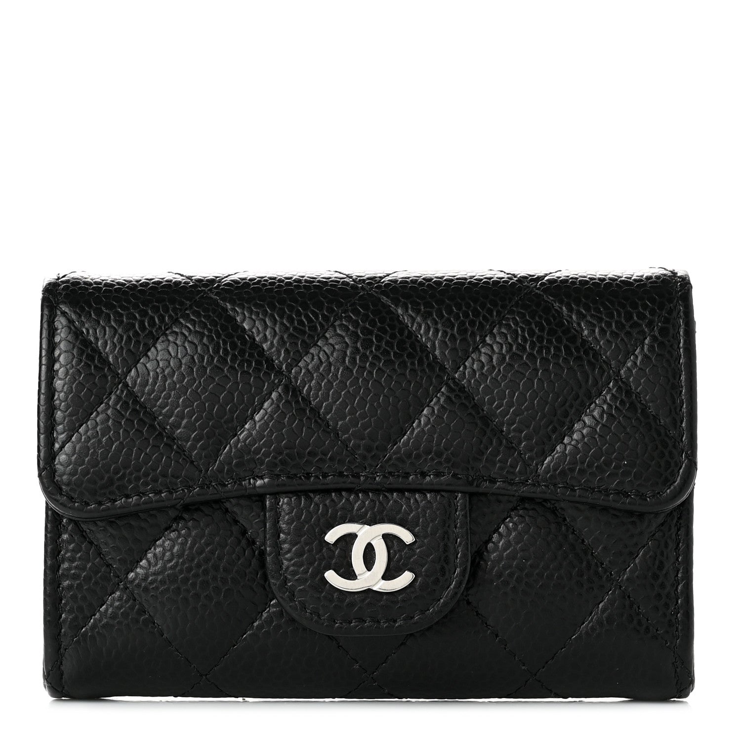 Chanel Caviar Quilted Flap Card Holder Wallet Black 1 of 8