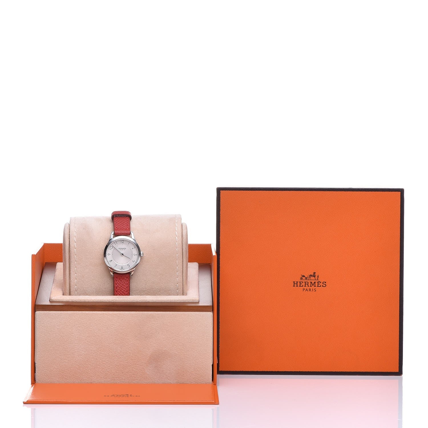 Hermes Stainless Steel Epsom 25mm Slim d'Quartz Watch Rouge Casaque 9 of 9