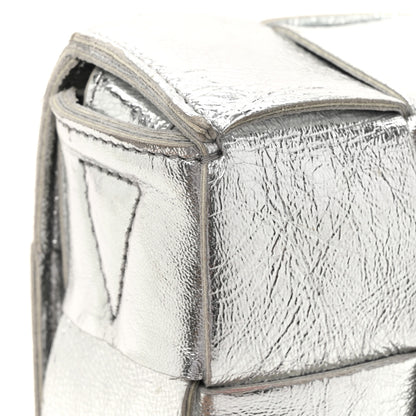 Bottega Veneta Metallic Lambskin Maxi Intrecciato Cassette Crossbody Bag Silver 29 of 31