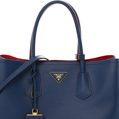 Prada Saffiano Cuir Large Double Bag Bleuette 8 of 31