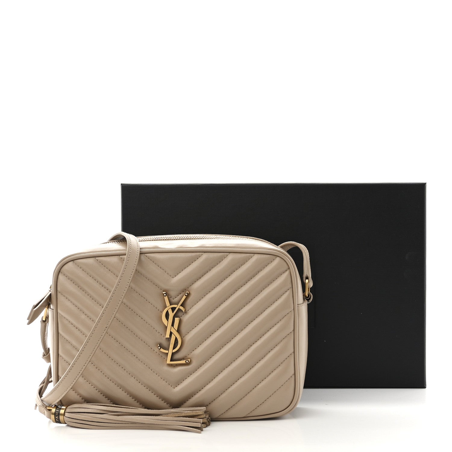 Saint Laurent Calfskin Matelasse Monogram Lou Camera Bag Dark Beige 3 of 14