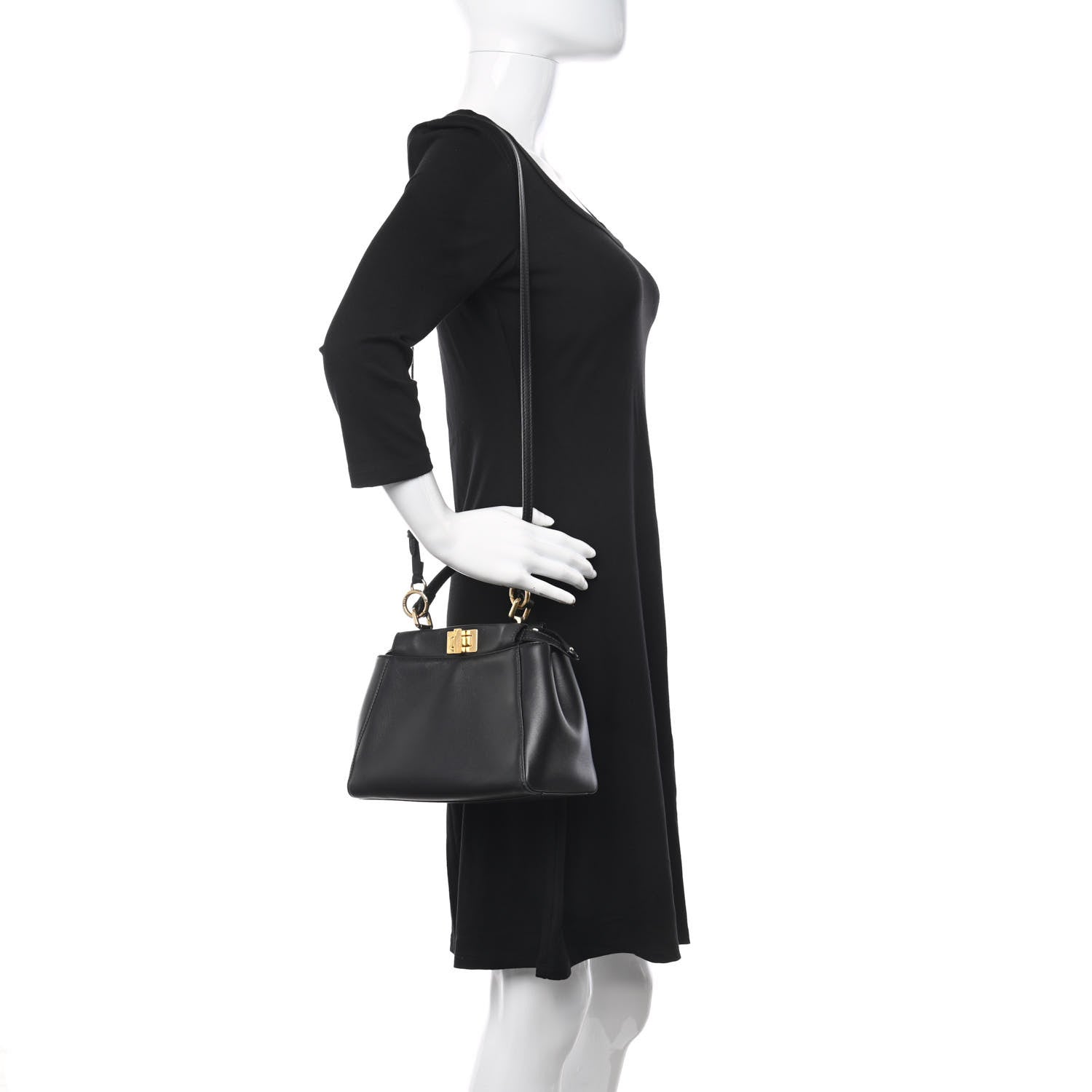 Fendi Nappa Mini Peekaboo Iconic Satchel Black 2 of 8