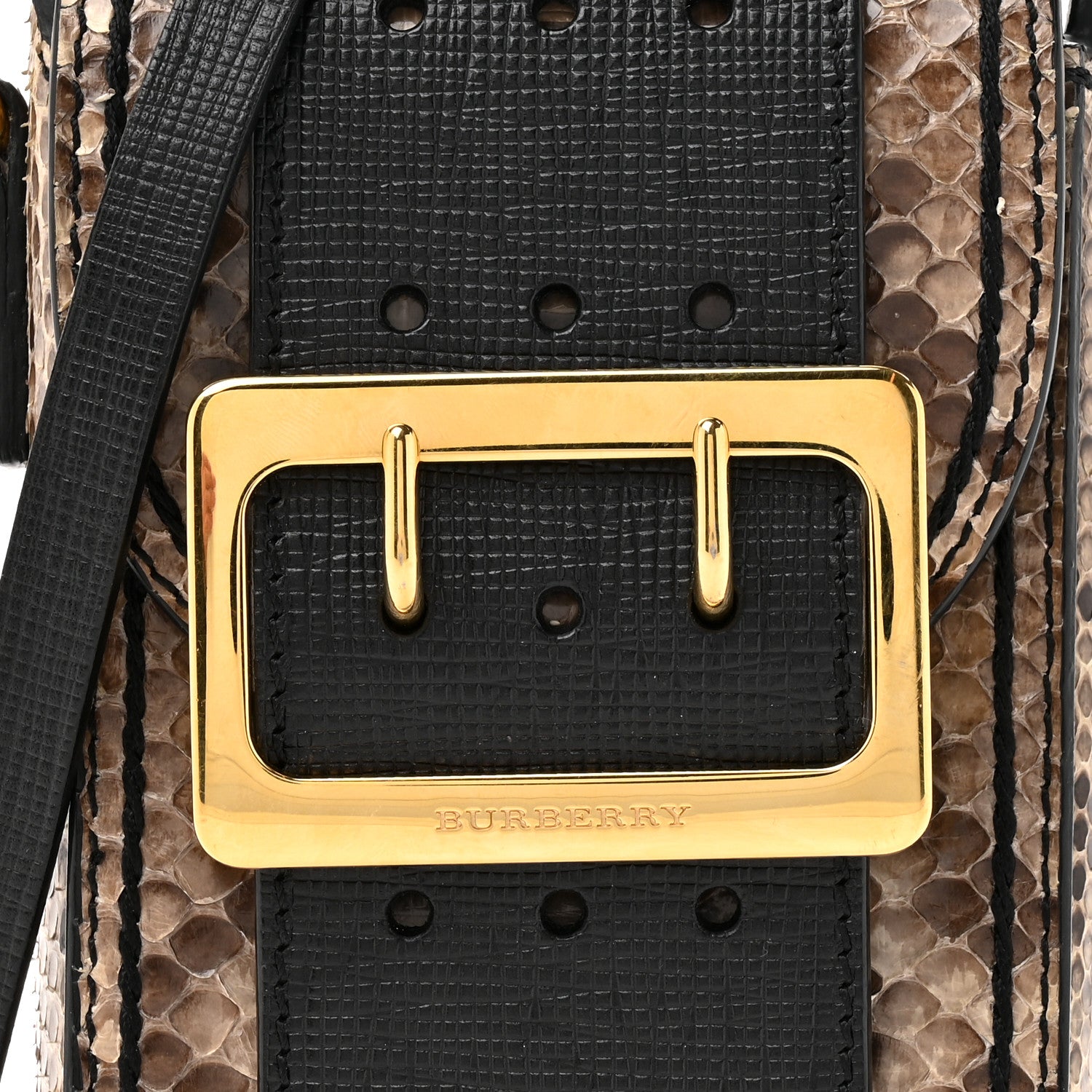Burberry Snakeskin Grainy Calfskin Oblong Belt Bag Black 8 of 10