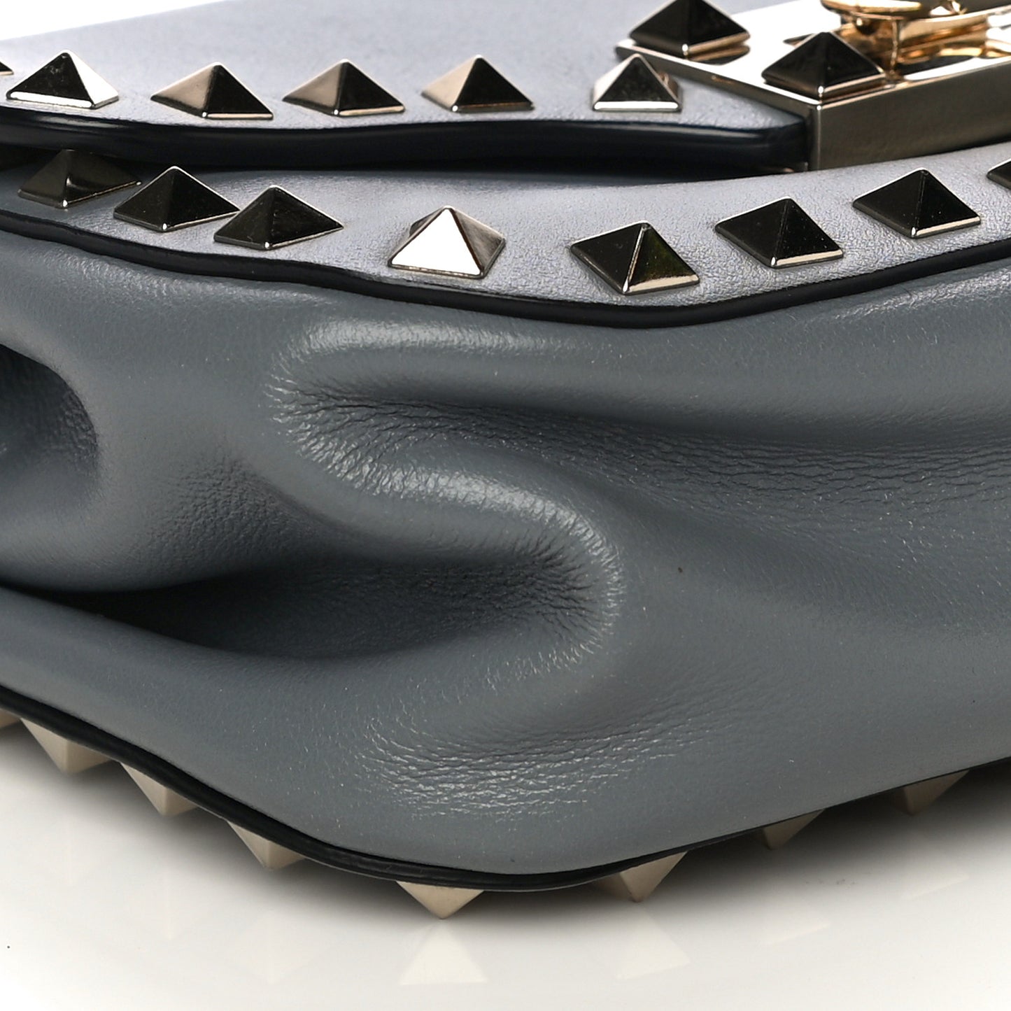 Vitello Mini Rockstud Flap Saddle Crossbody Bag Light Stone
