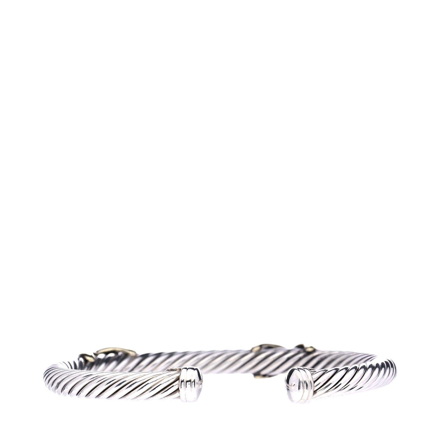 David Yurman Sterling Silver 14K Yellow Gold 5mm Double X Cable Bracelet 3 of 5
