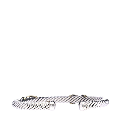David Yurman Sterling Silver 14K Yellow Gold 5mm Double X Cable Bracelet 3 of 5