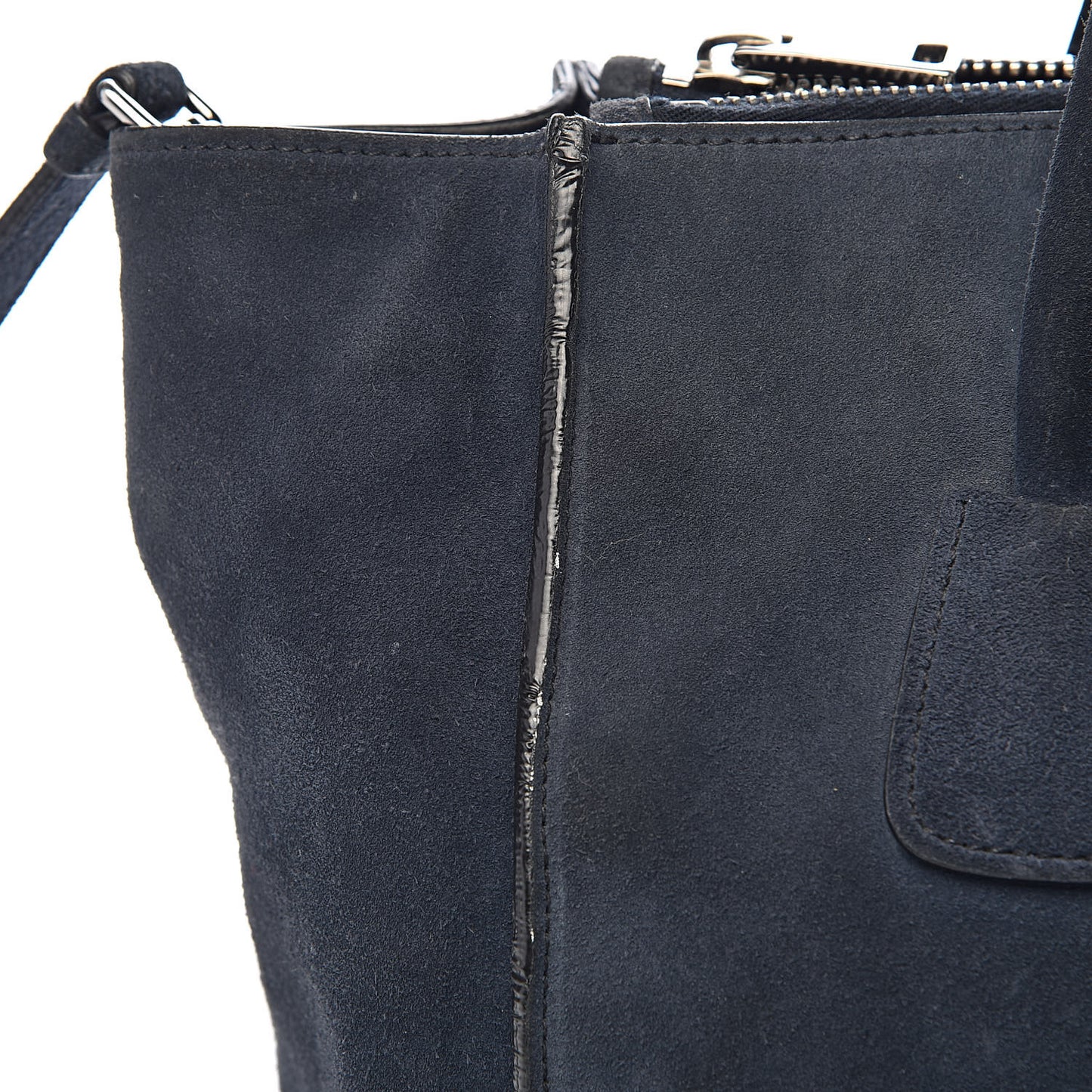 Suede Scamosciato Twin Pocket Tote Oltremare