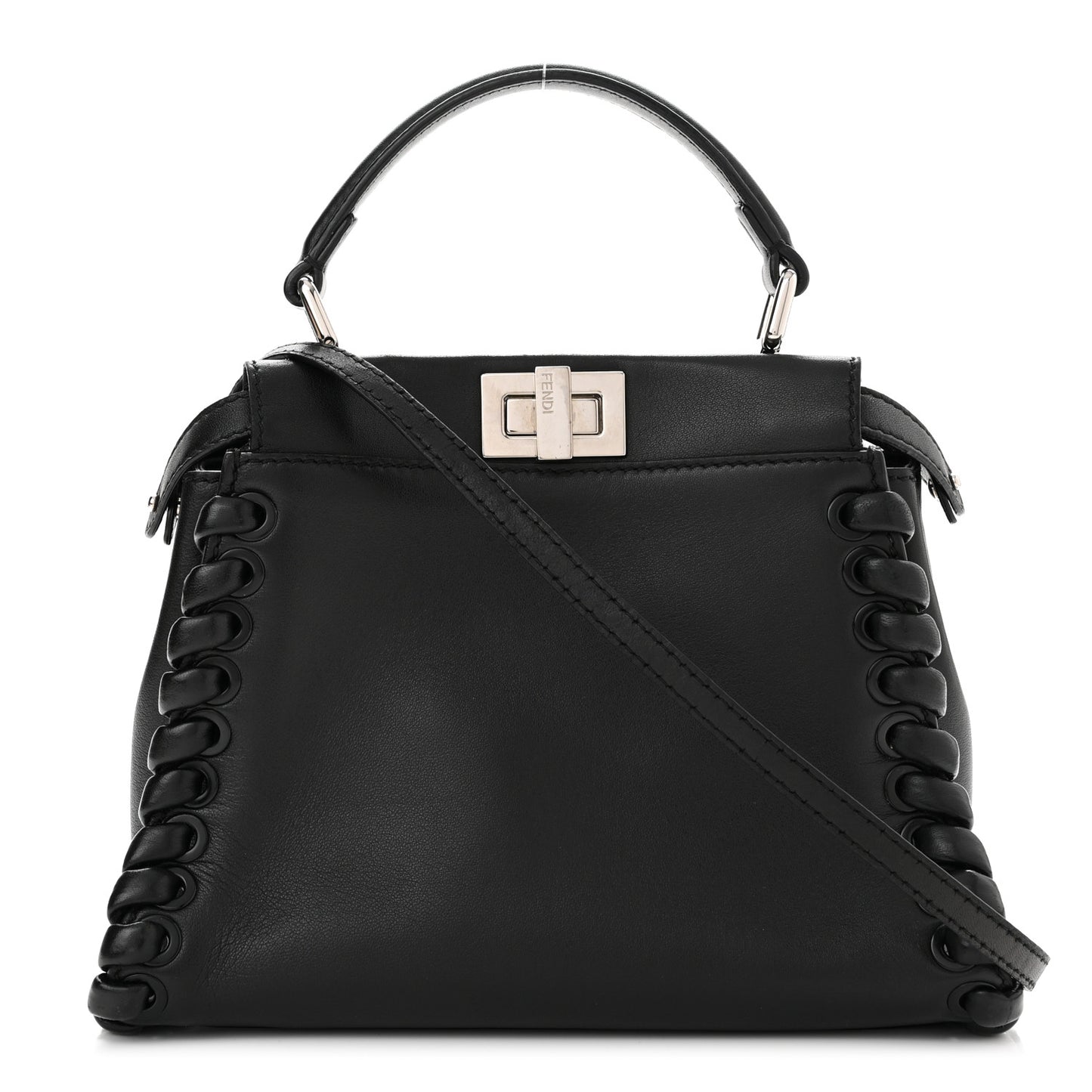 Nappa Lace Up Mini Peekaboo Iconic Satchel Black