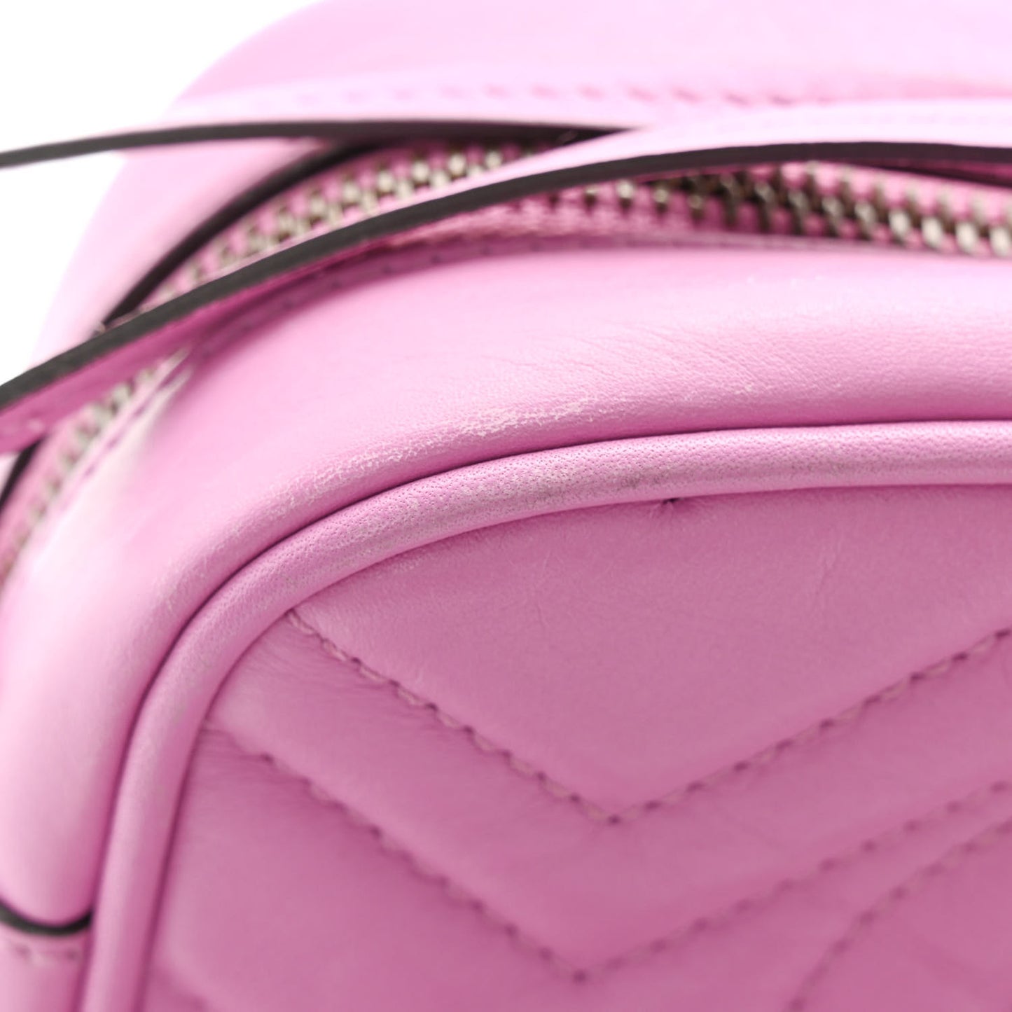 Calfskin Matelasse Mini GG Marmont Chain Shoulder Bag Candy Mousse